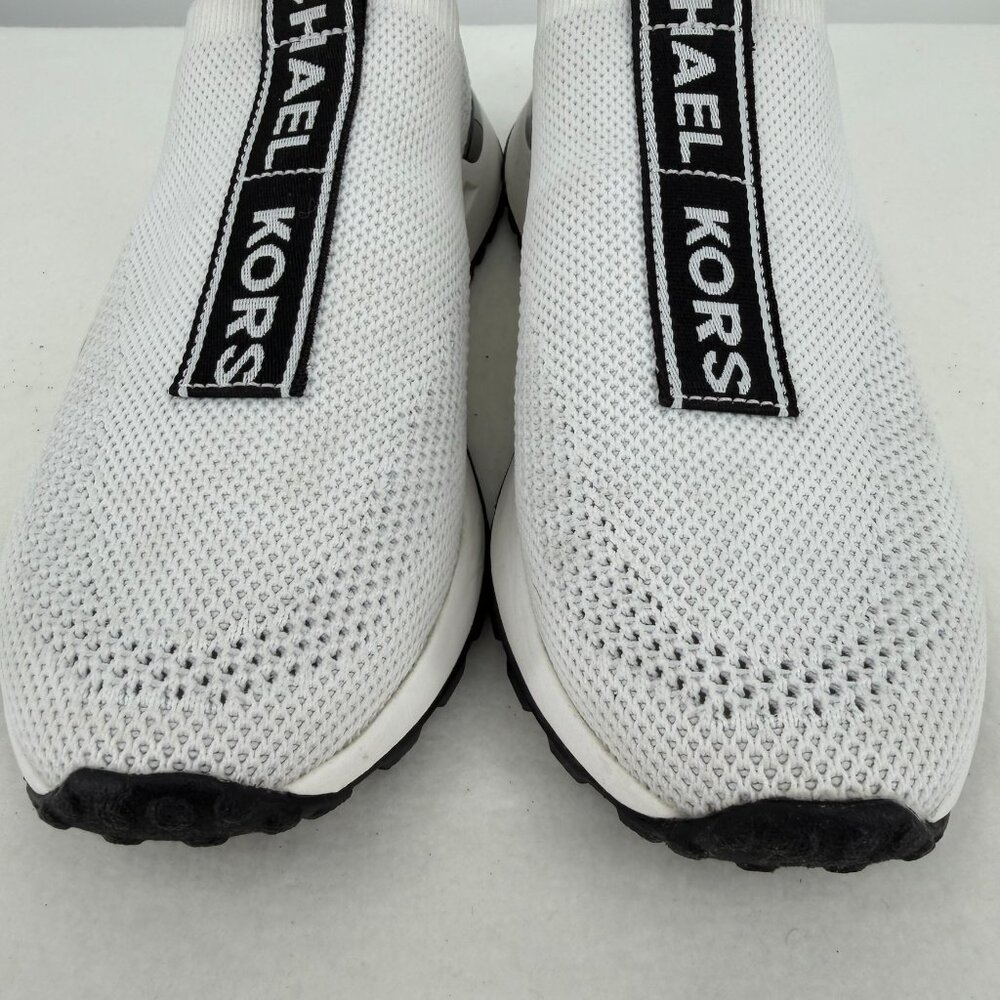 Michael Michael Kors Bodie Logo Tape Mesh Slip-On Trainers - White/Black - 7.5M - Picture 6 of 11